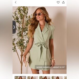 Stylish Light Green Blazer Dress